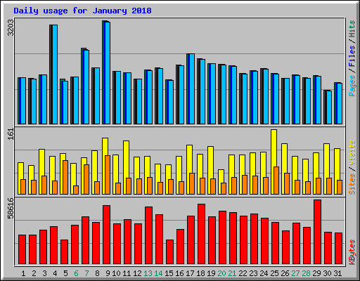 Daily usage for January 2018